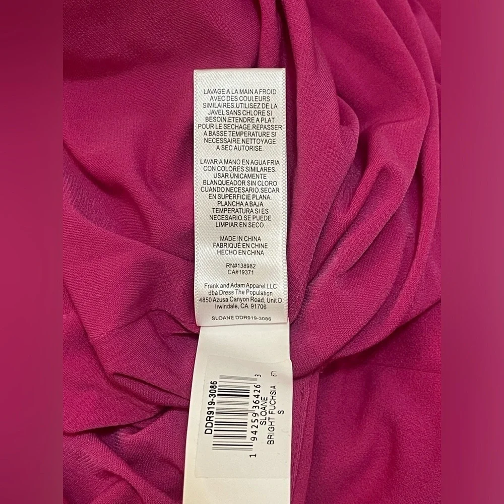 Dress the Population magenta pink back slit midi dress women’s size small - Picture 8 of 8